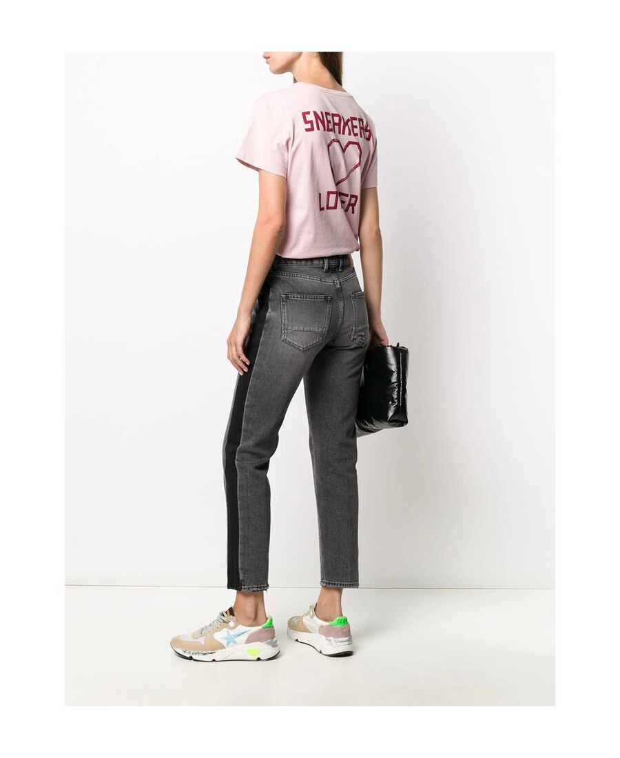Golden Goose Contrast Stripe Cropped Jeans In Gray