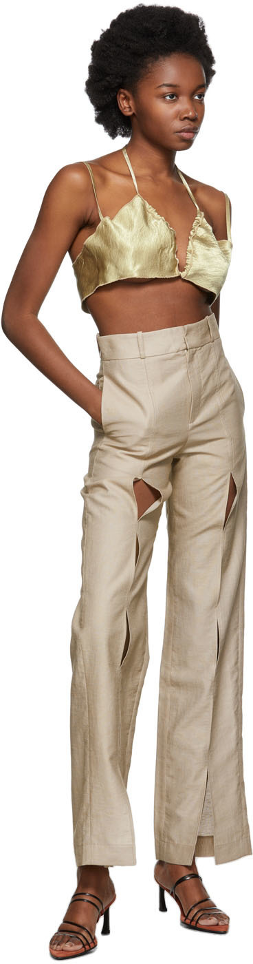 Yuzefi Ssense Exclusive Green Curly Bra Camisole In Nude