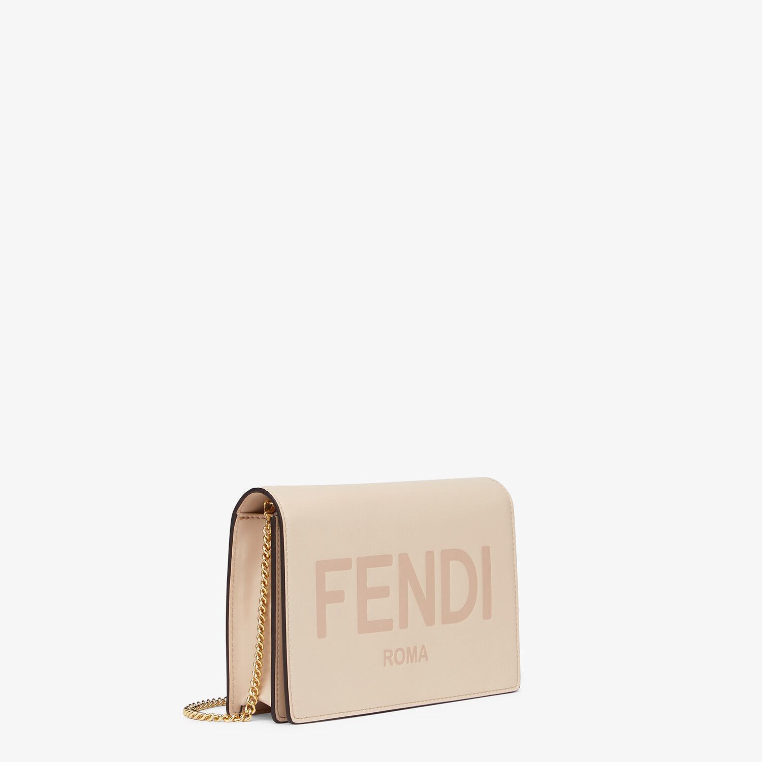 Fendi Mini Chain Strap Wallet In Nude