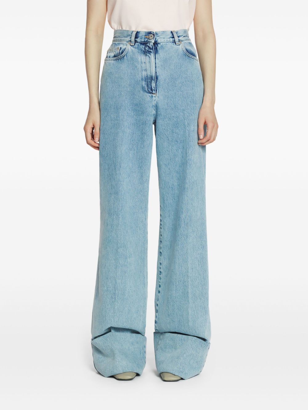 Lanvin Blue Wide-leg Cuffed Jeans In Blue