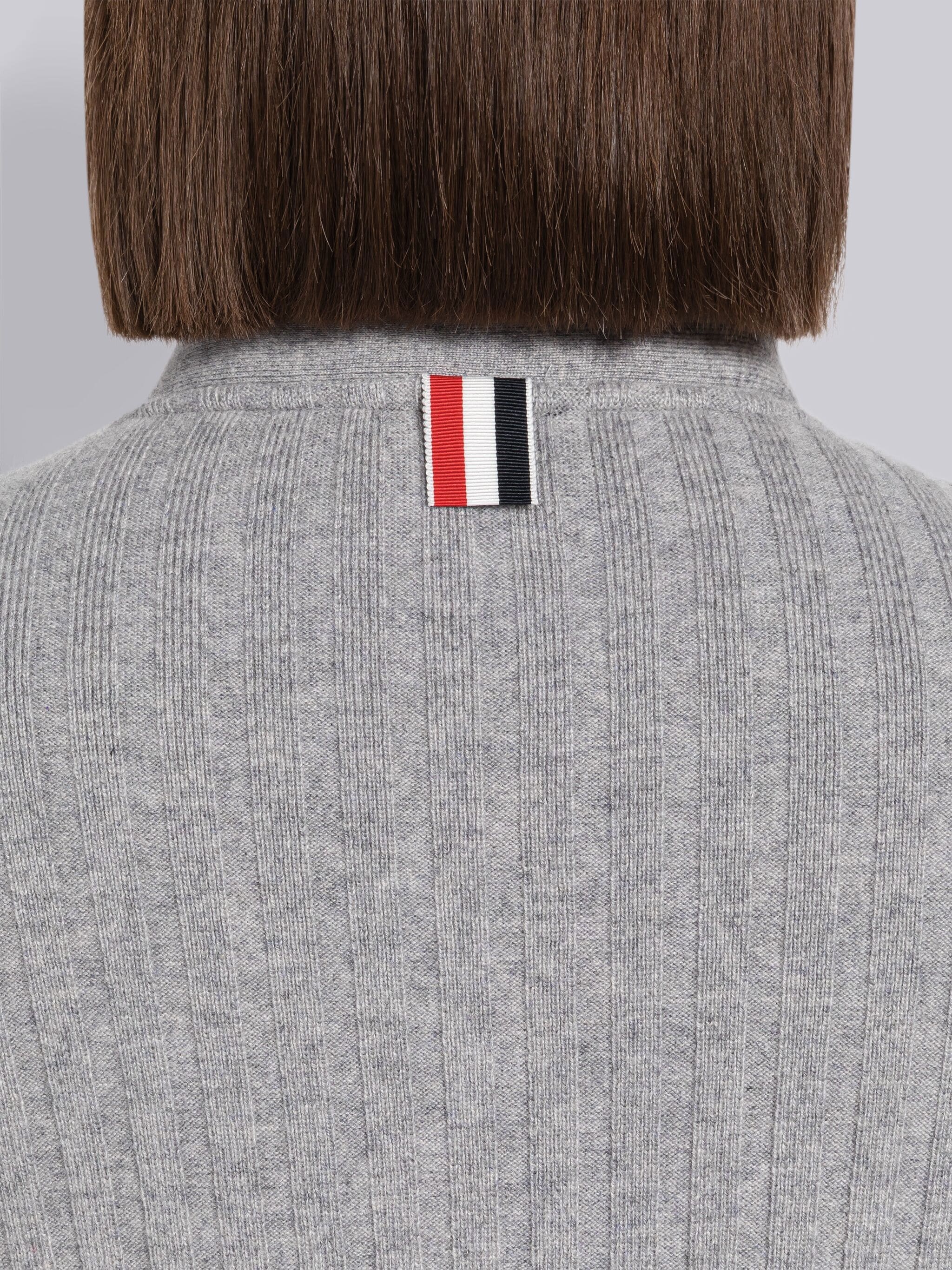 Thom Browne Gray Wide Rib Cashmere Cardigan Midi Dress In Gray
