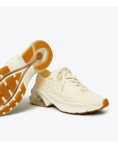 Tory Burch Good Luck Woven Trainer Sneakers In Nude