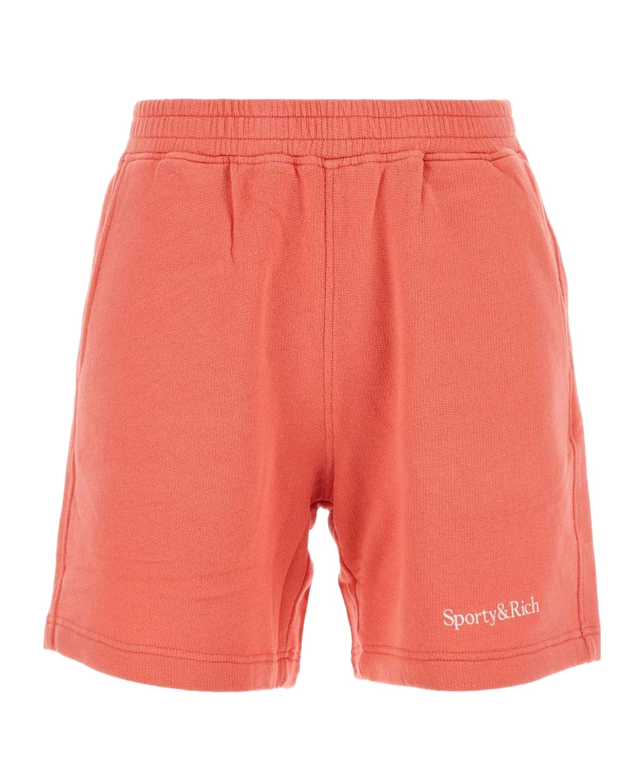 Sporty And Rich Sporty Rich Logo-embroidered Elasticated Waistband Shorts In Red