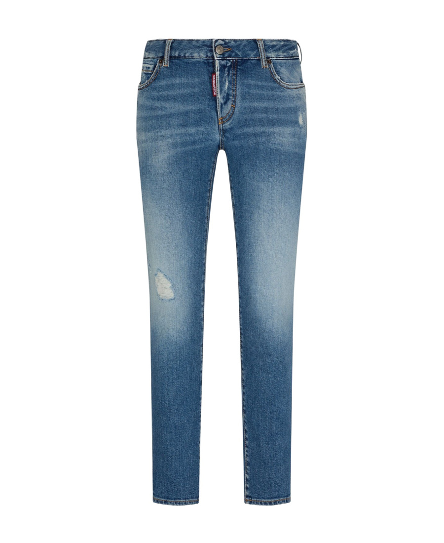 Dsquared2 Logo-patch Cotton-blend Tapered Jeans In Blue