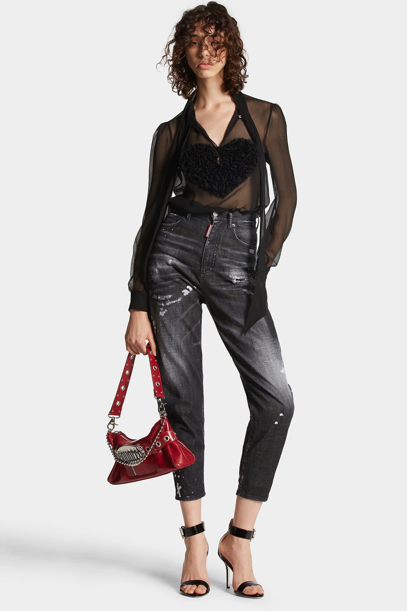 Dsquared2 High-rise Straight-leg Distressed Jeans In Black