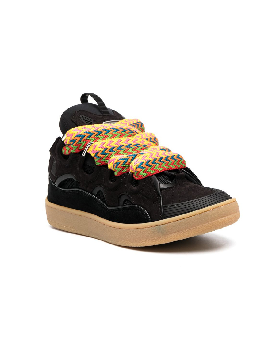 Shop Lanvin Zigzag Lace-up Sneakers In Black