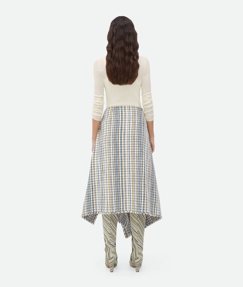 Bottega Veneta Checked Midi Wrap Skirt In Gray
