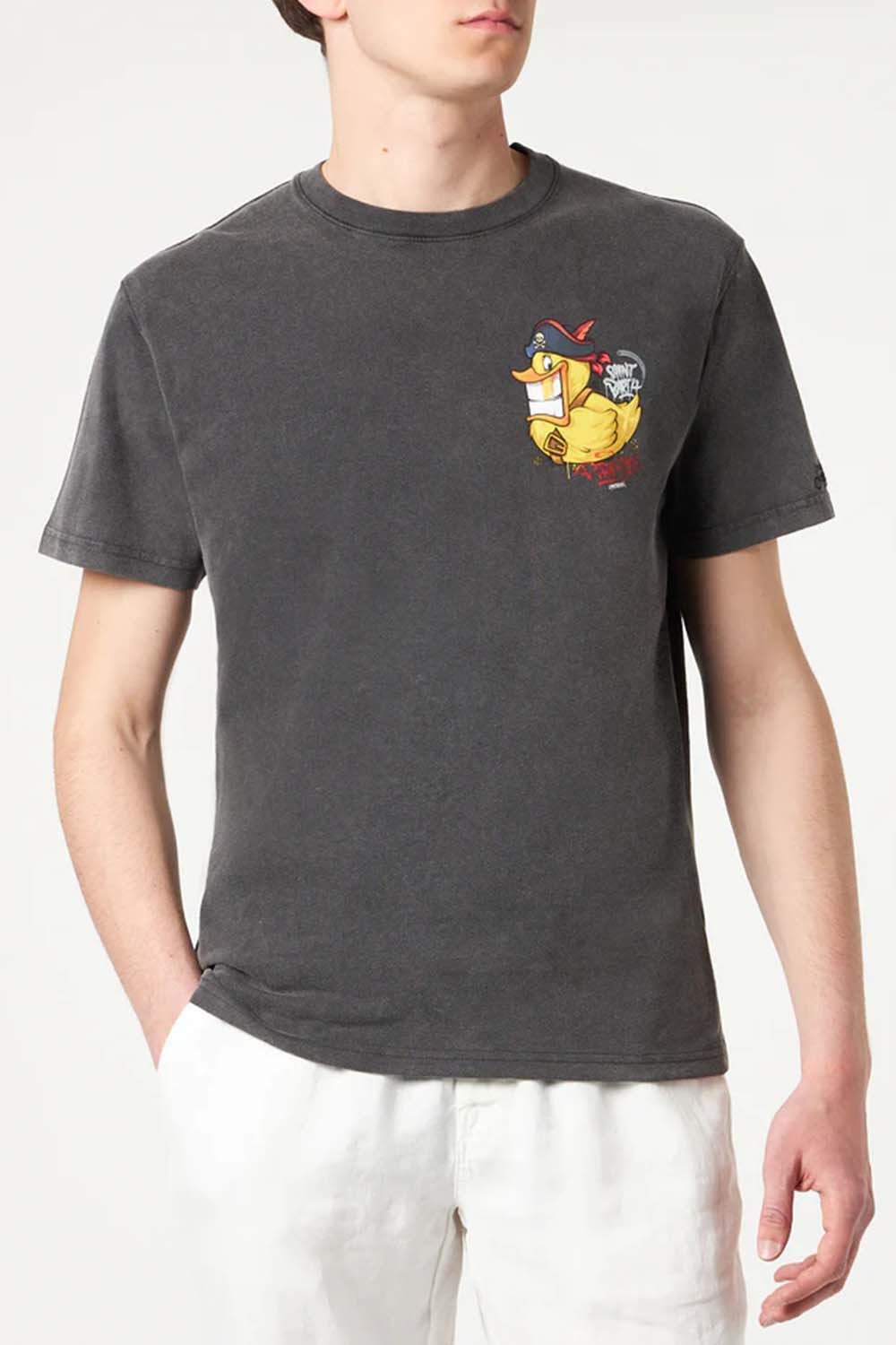 Mc2 Saint Barth Open-necked Black Shirt In Gray