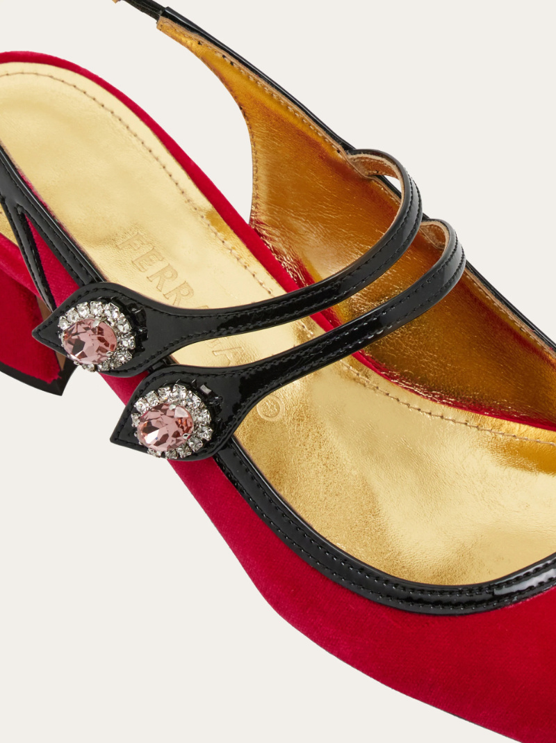 Ferragamo Crystal Embellished Mary Jane In Multi