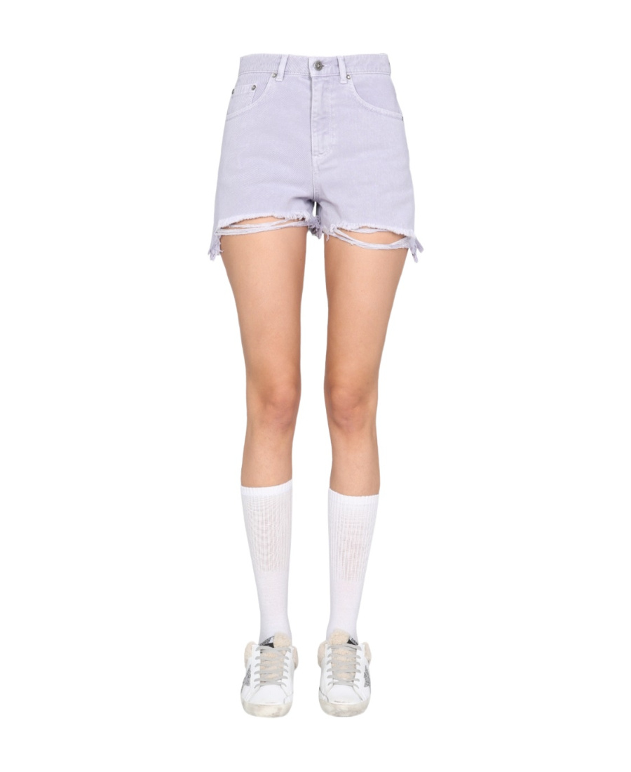 GOLDEN GOOSE RIPPED-HEM HIGH-WAISTED SHORTS