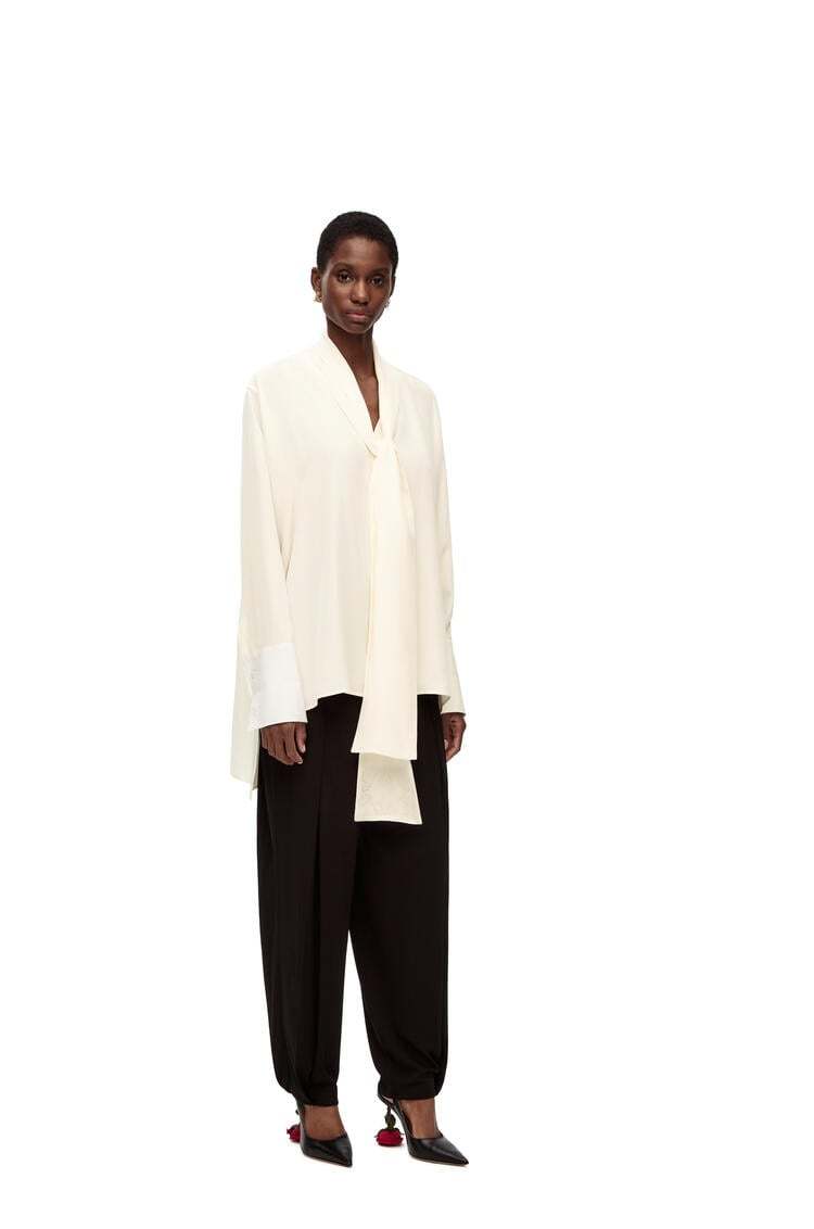 Loewe Anagram Lavaliere Blouse In Silk In Neutral