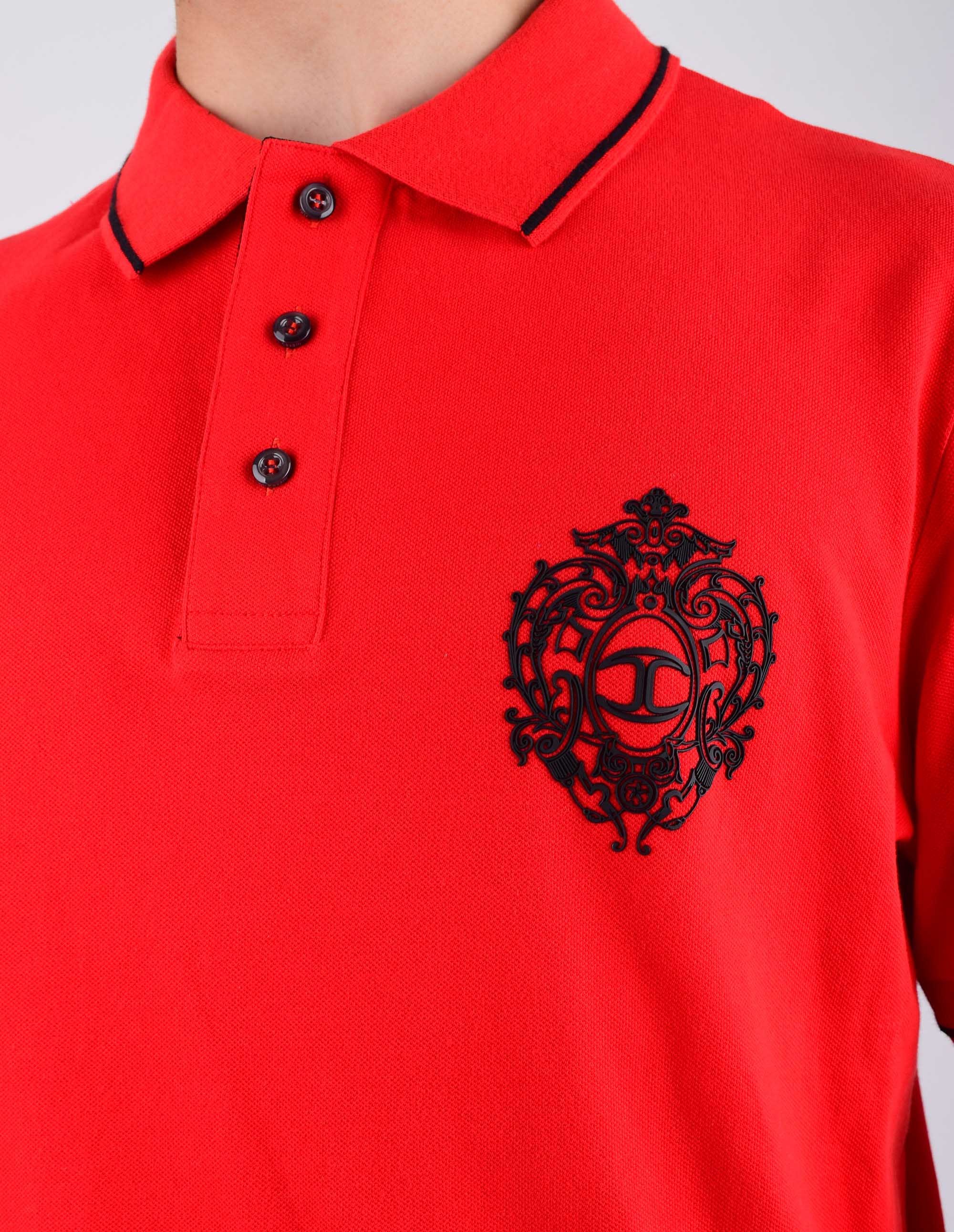 Just Cavalli Elastic Knitted Polo Shirt In Red