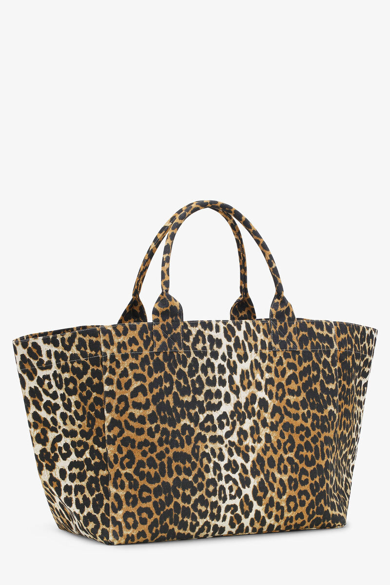 Ganni Oversized Canvas Tote Bag In Brown