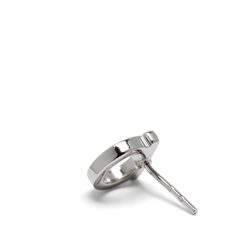 Ferragamo Gancini Stud Earrings With Glossy Gold Finish In White
