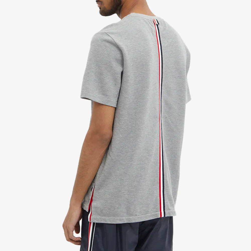 Thom Browne Centre-back Stripe Piqué T-shirt In Gray