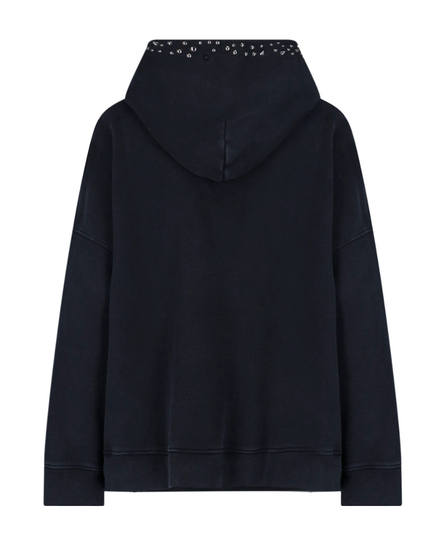 Versace Stud-embellished Logo Cotton Hoodie In Black