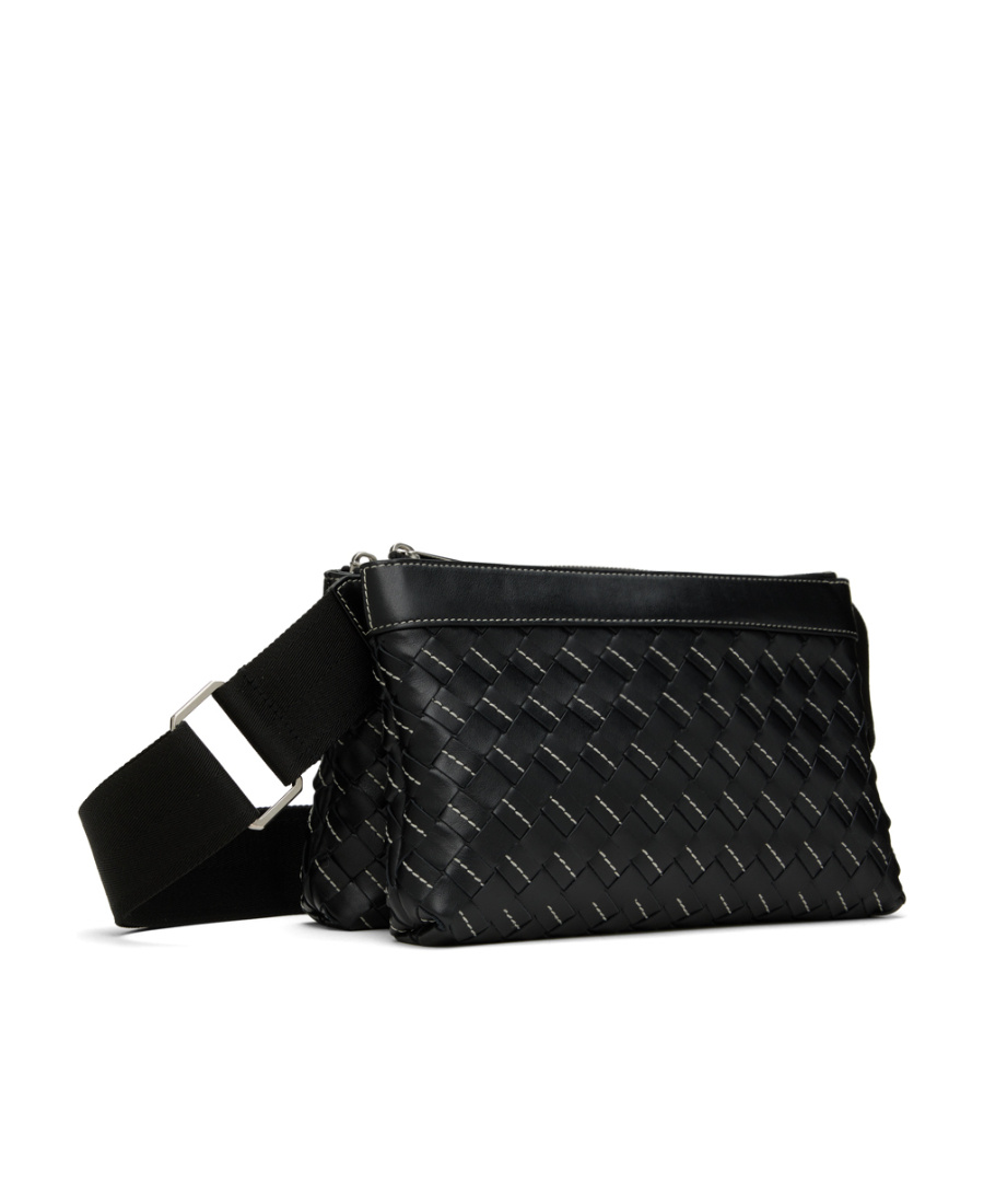 Bottega Veneta Intreciato Knitted Shoulder Bag In Black