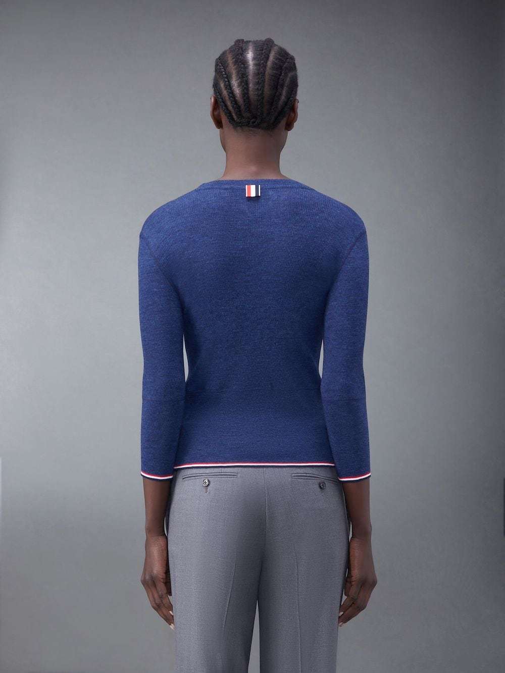 Thom Browne Three-quarter Length-sleeved Jumper In Blue