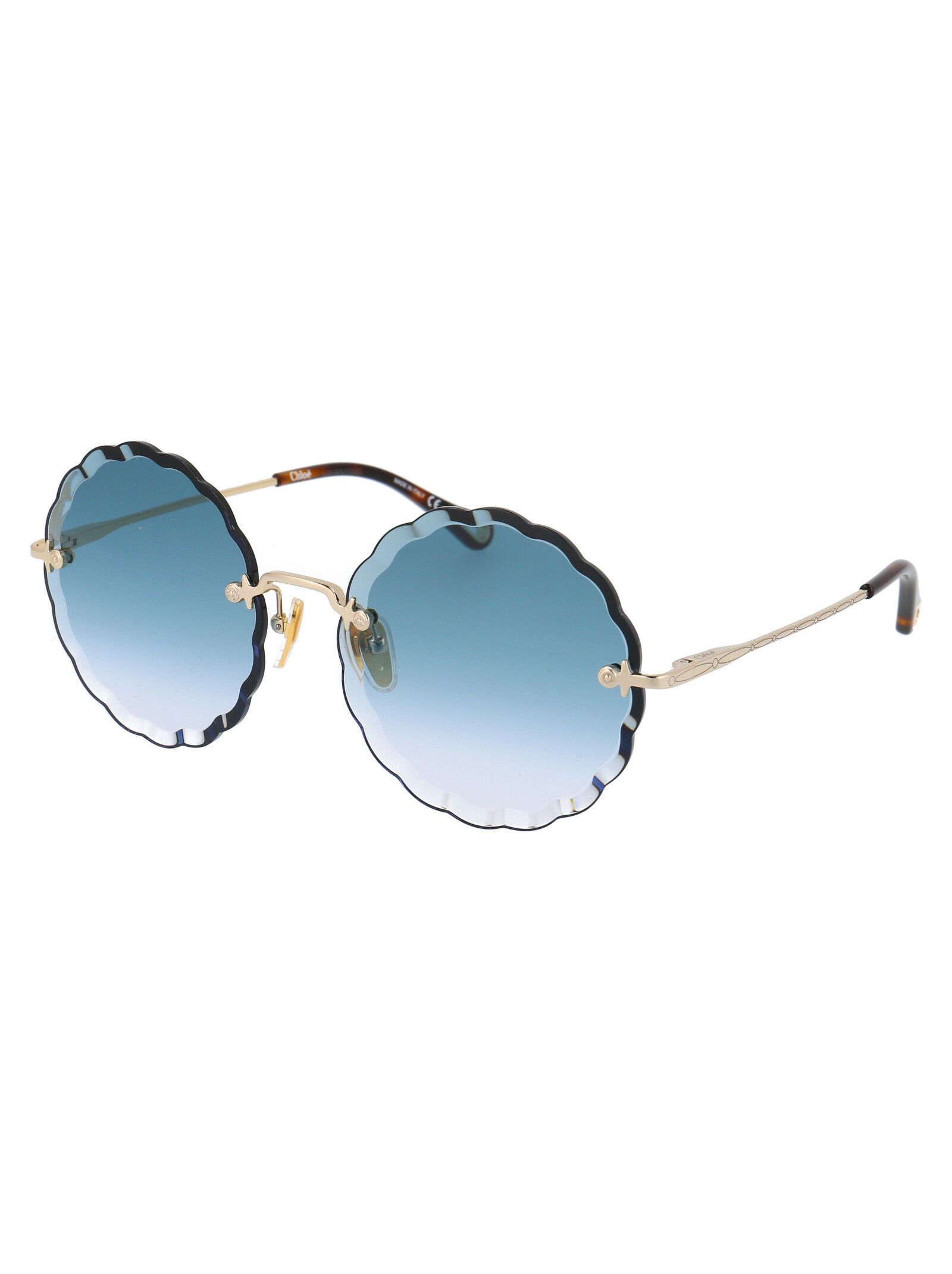 Chloé Rosie Round Frame Metal Sunglasses In Blue