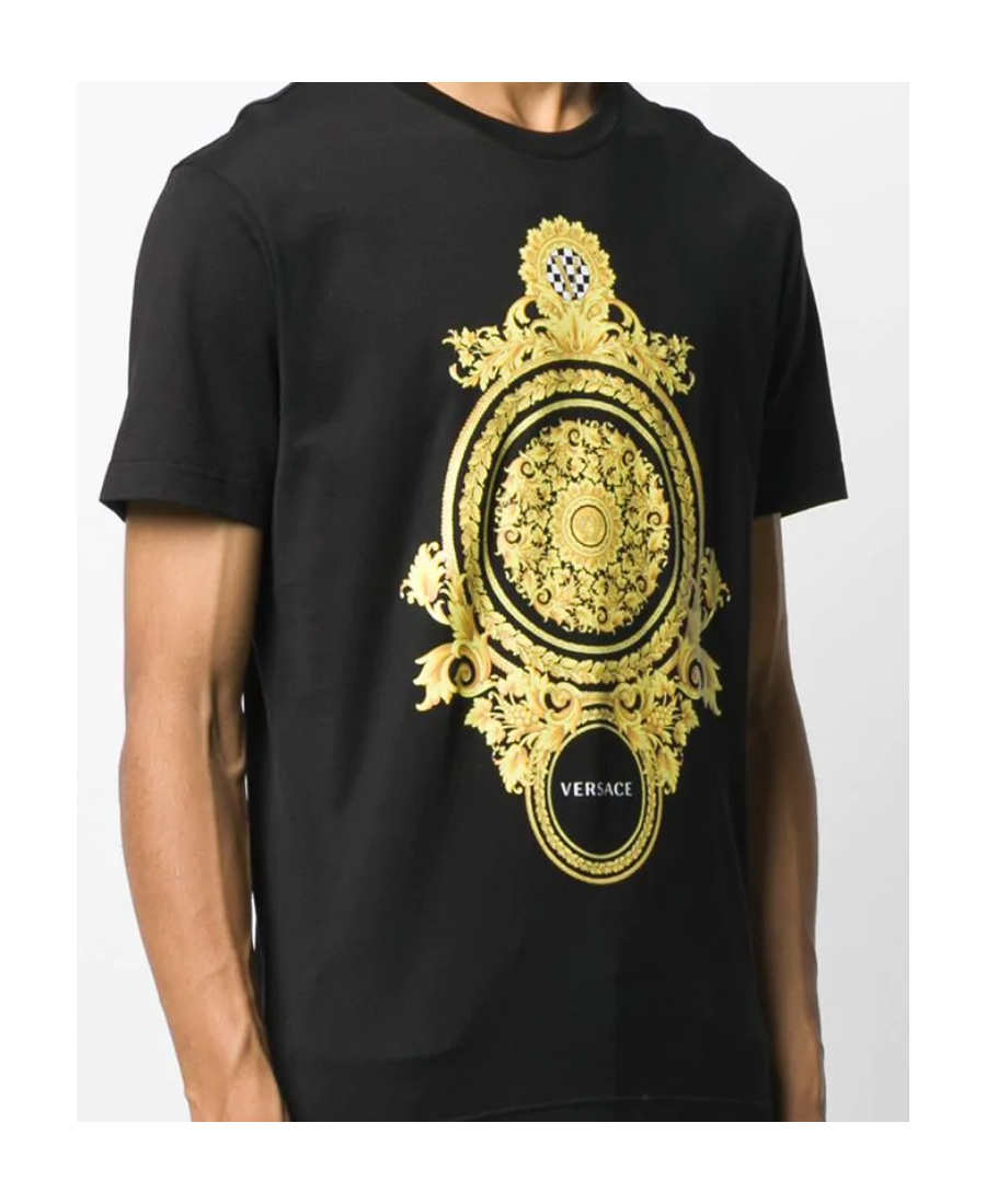 Versace Barocco Printed T-shirt In Black