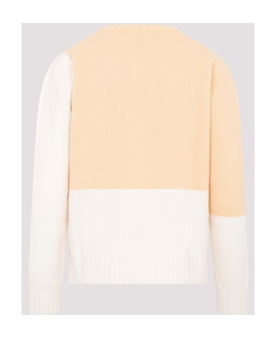 Jil Sander Open Orange Long-sleeved Wool Sweater In White