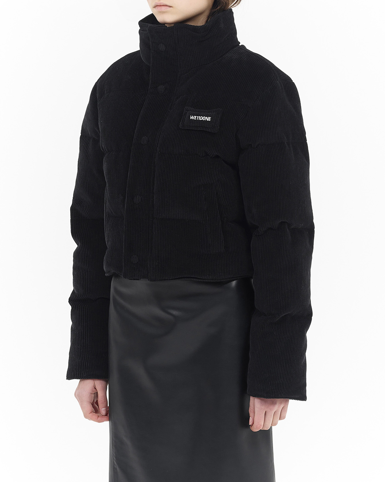We11 Done Logo Stand-neck Down Jacket In Black