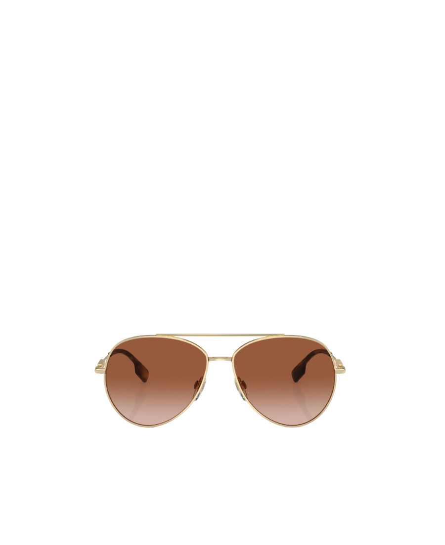 Burberry Womens Gold Be3147 Aviator-frame Metal Sunglasses In Brown