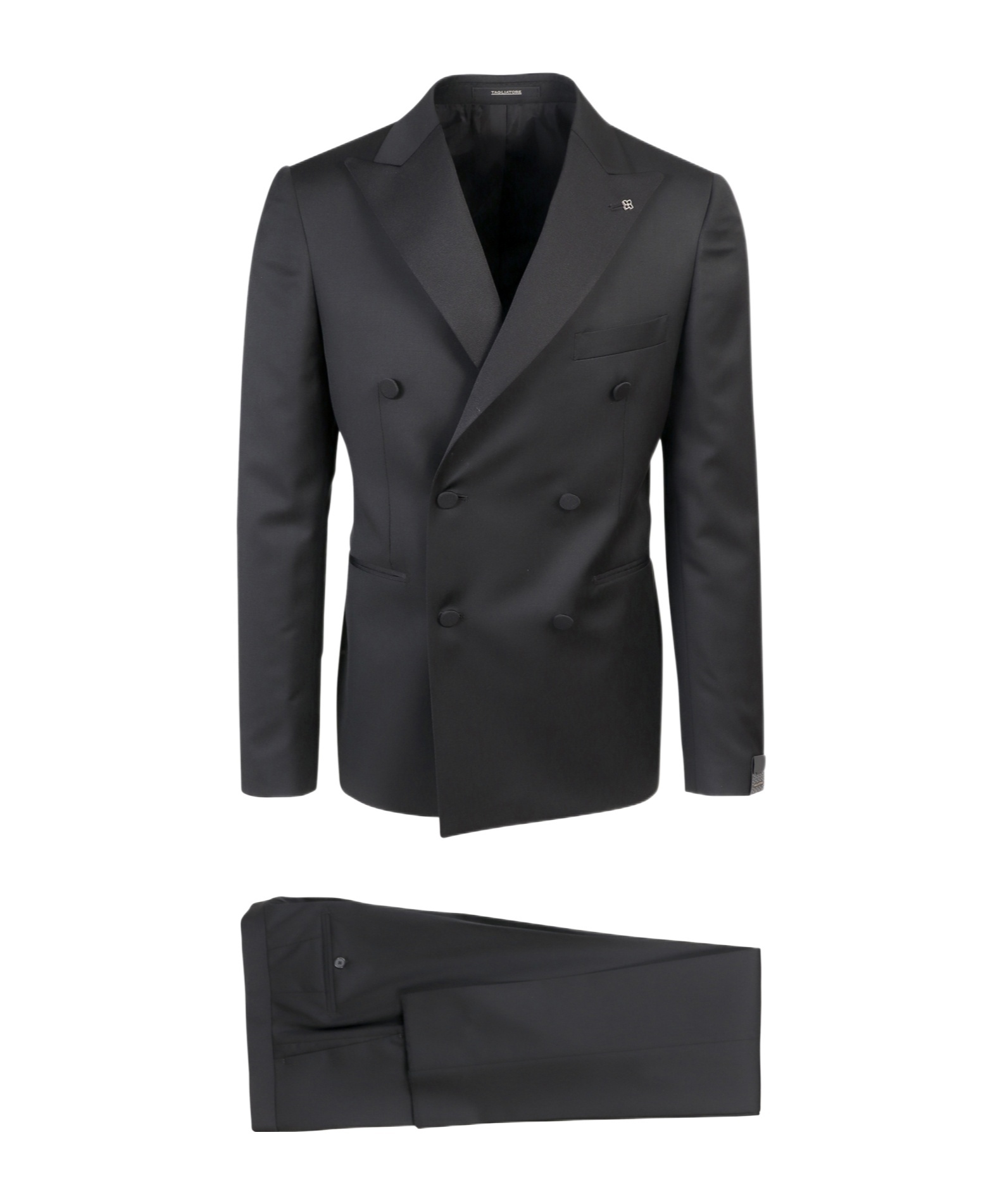 Tagliatore Fitted Double-breasted Suit In Black