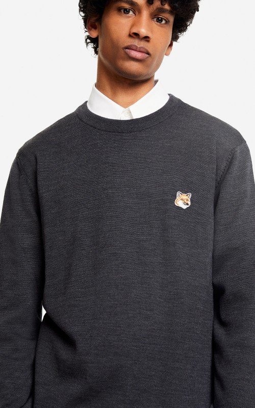 Maison Kitsuné Black Fox Head Long Sleeve T-shirt In Nude