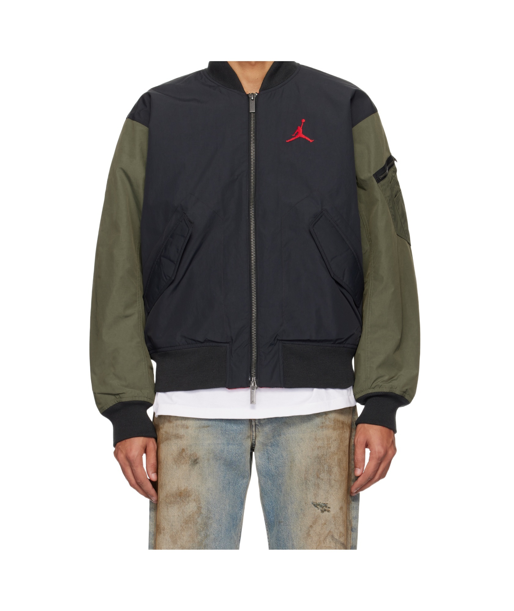 Nike Black & Khaki Renegade Bomber In Off Noir/medium Olive