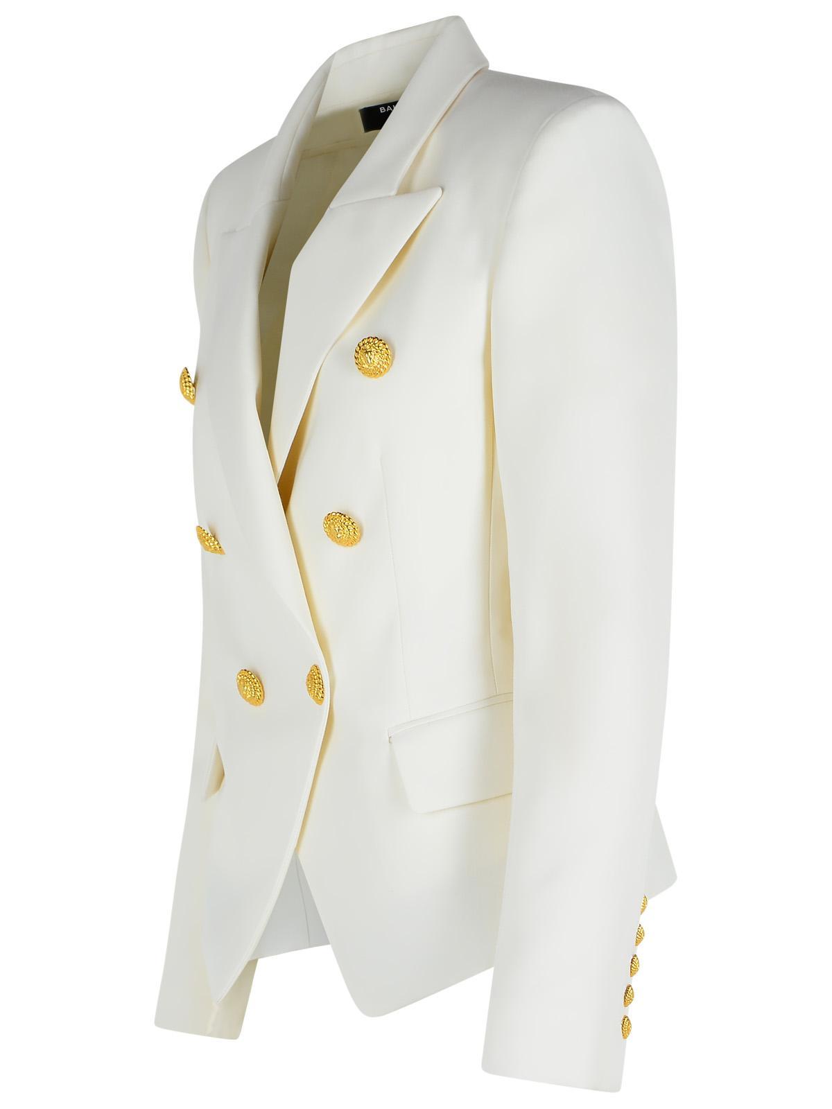 Balmain 6-button Denim Jacket In Neutral