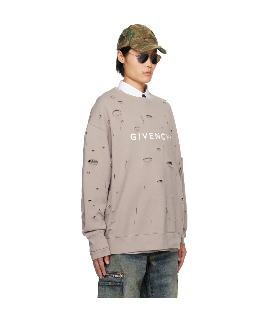 Givenchy Hollowed-out Hoodie In Gray