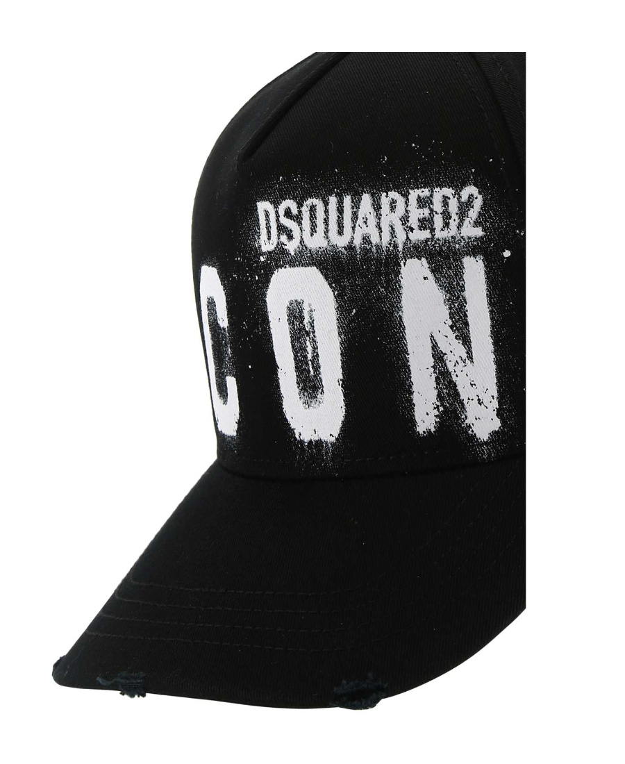 DSQUARED2 DISTRESSED-EFFECT ICON-PRINT CAP