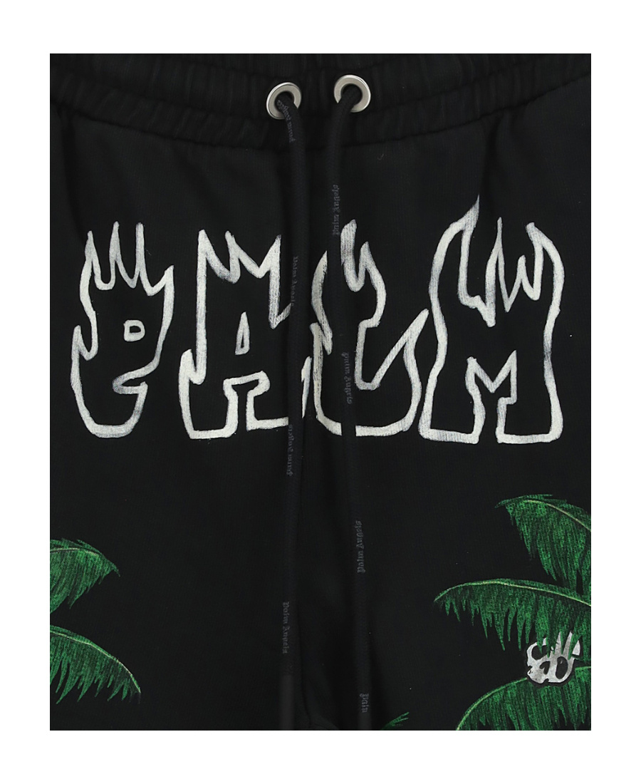 Palm Angels Palm Print Track Shorts In Black