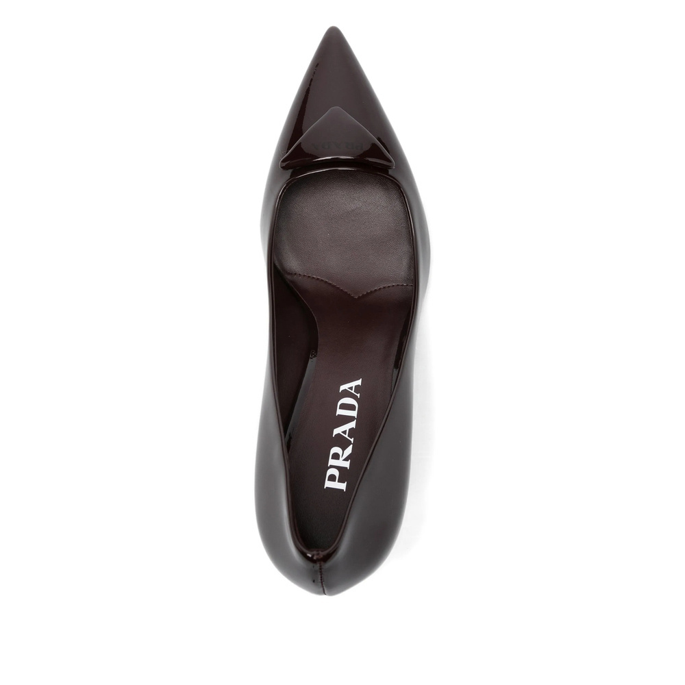 Prada 70mm Patent Leather Pumps In Burgundy