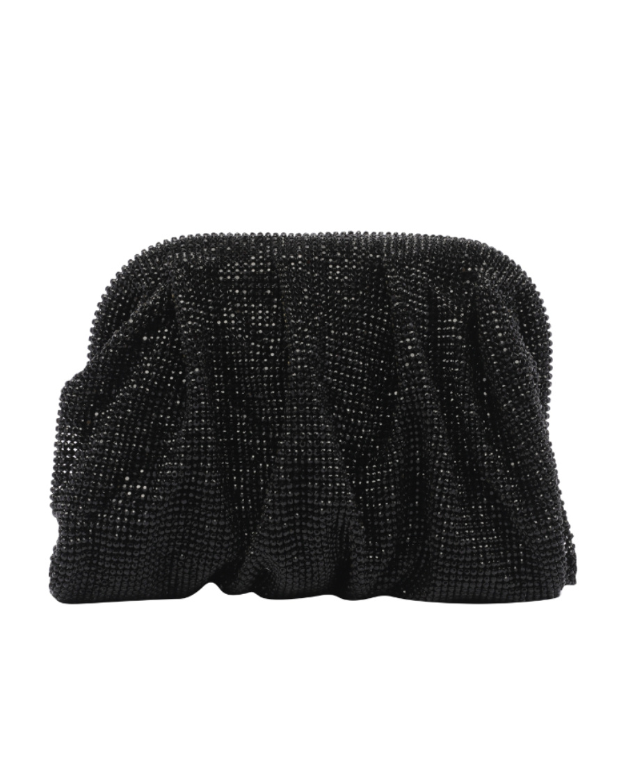 Benedetta Bruzziches Rhinestone And Satin Venus La Petite James Bond Pochette In Black