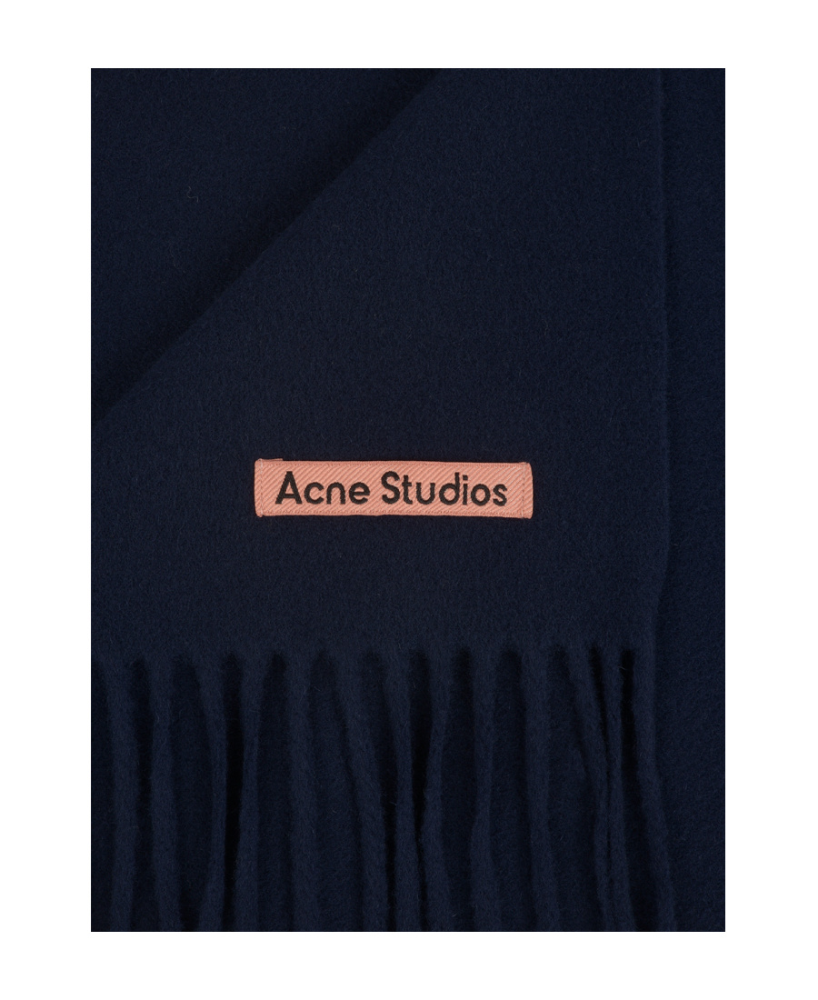 Acne Studios Melange Fringe-trim Wool Scarf In Black