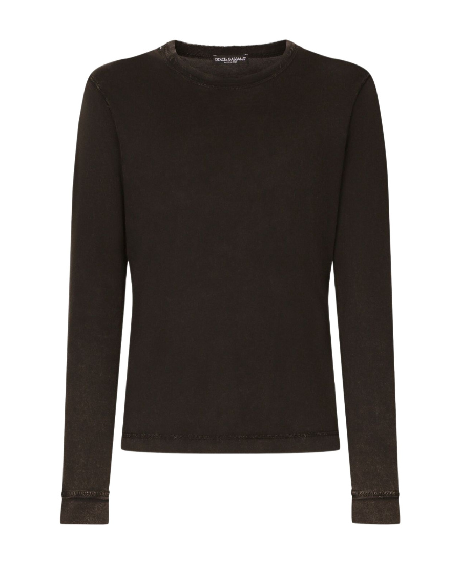 Dolce & Gabbana Long-sleeved Overdyed Jersey T-shirt In White