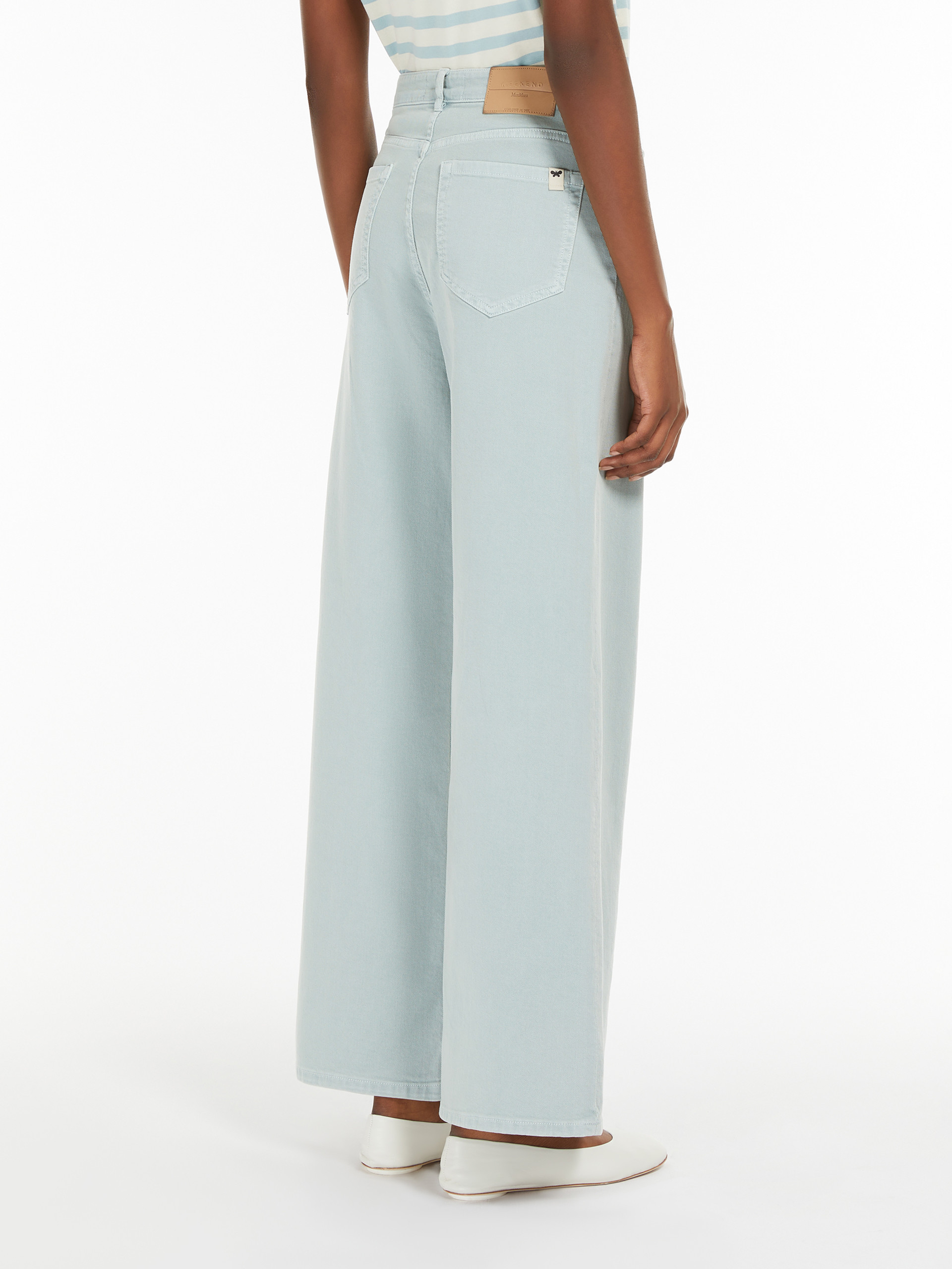 WEEKEND MAX MARA COTTON DRILL WIDE-LEG TROUSERS 