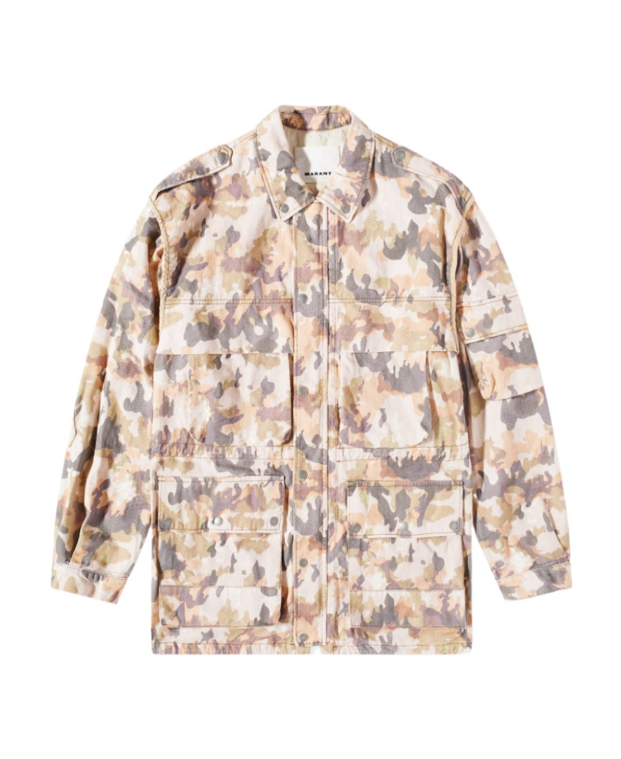 Isabel Marant Camouflage-print Denim Jacket In Nude