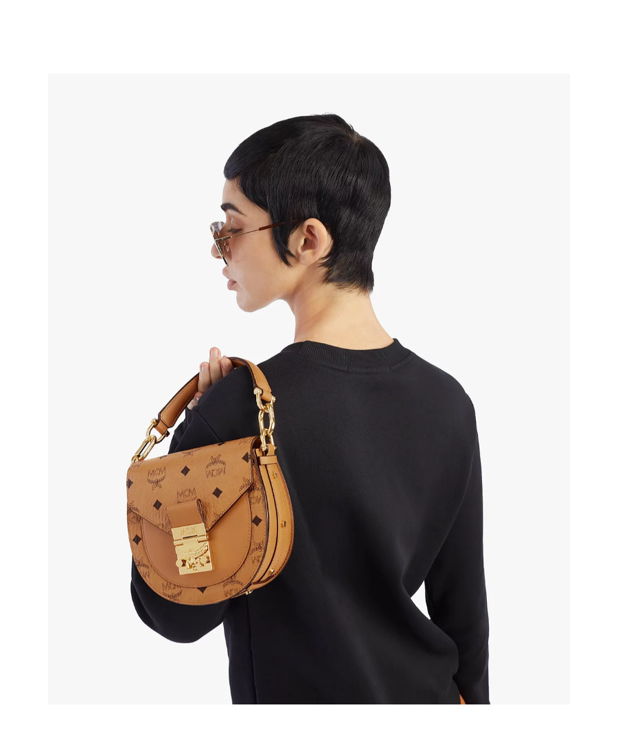 Mcm Logo-print Patricia Bag In Brown