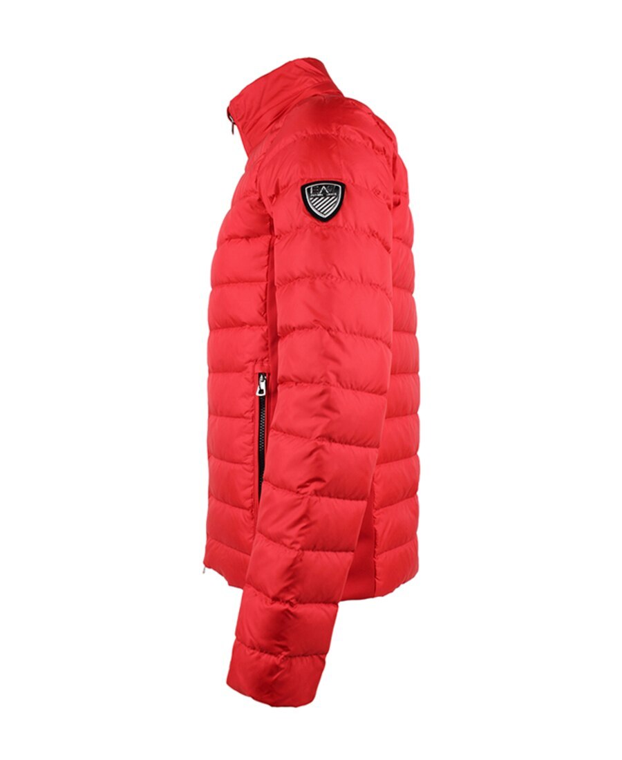 Ea7 Logo Quilted Down Jacket In Red