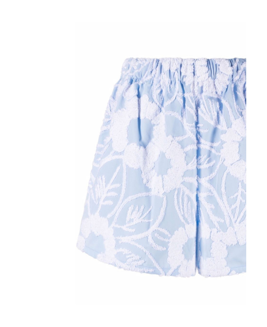 Prada Embroidered Poplin Shorts In Blue/white