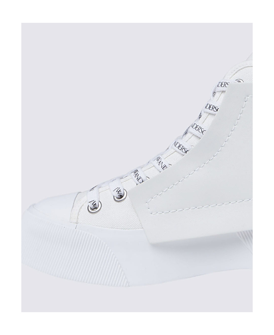 Jw Anderson Leather And Canvas High-top Sneakers In White