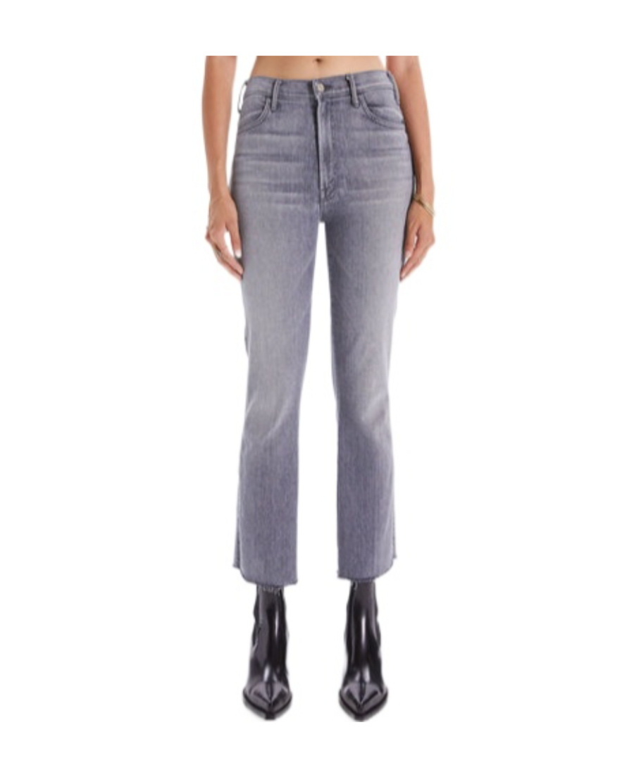 Mother The Maven Heel Super High Waist Wide Leg Jeans In Gray
