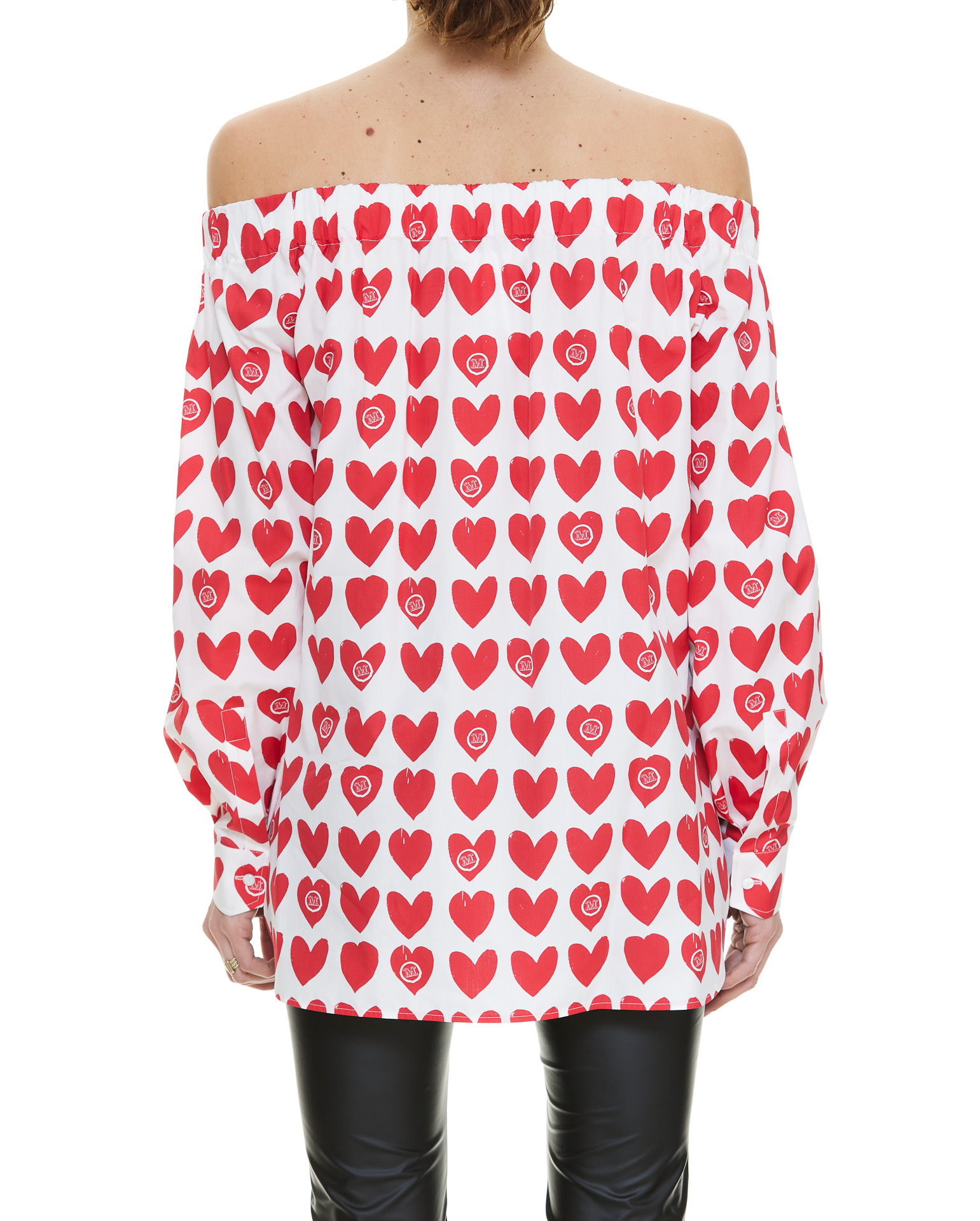 Max Mara Printed Strapless Blouse In Red