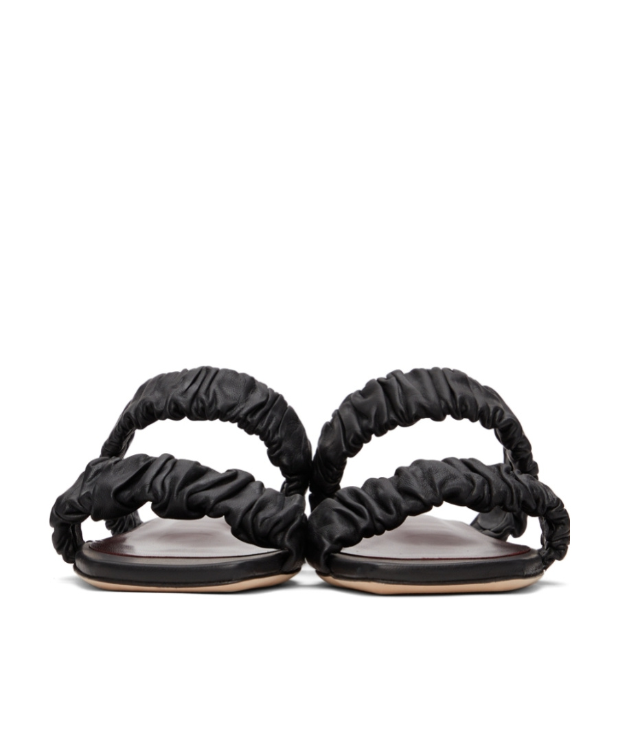 Staud Maya Leather Flat Sandals In Black
