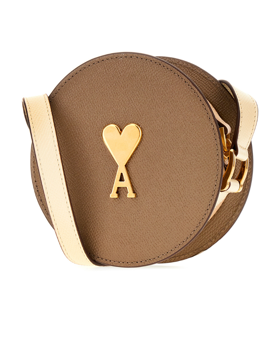 Ami Alexandre Mattiussi Heart-shaped Logo Shoulder Bag In Brown