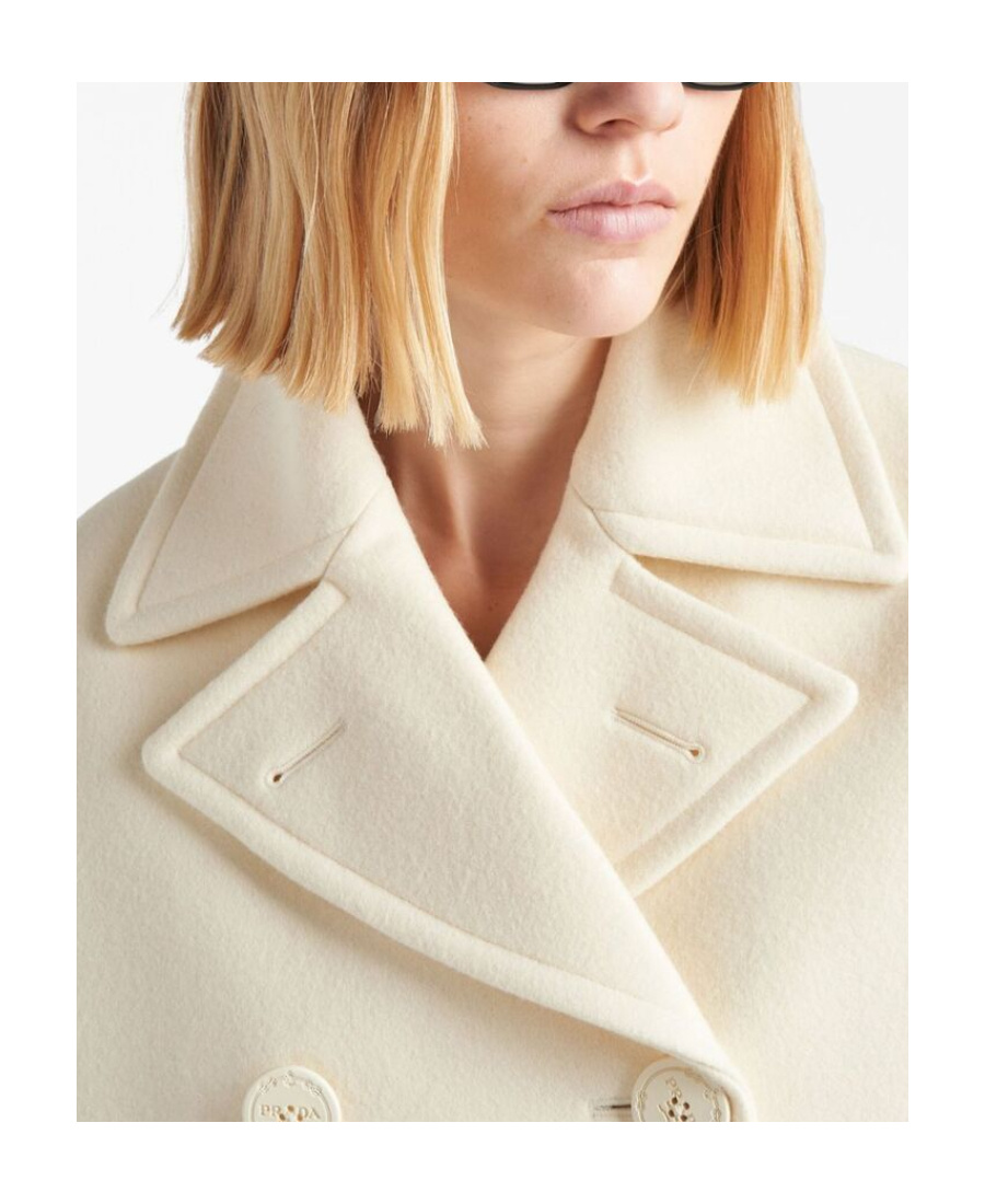 Prada Double-breasted Wool Coat Women In Nude