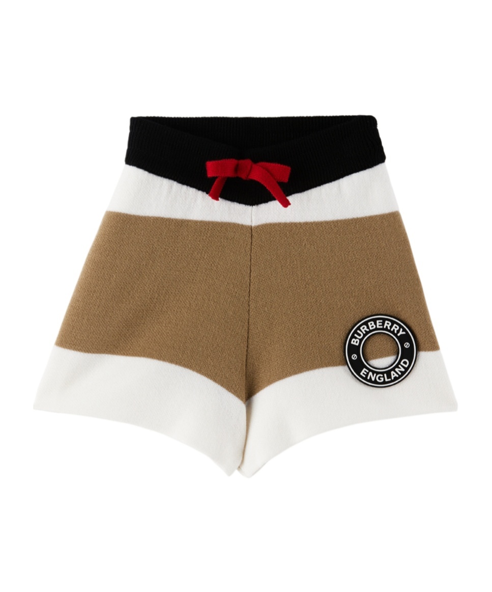 Burberry Logo-patch Wool-blend Shorts In Multicolor